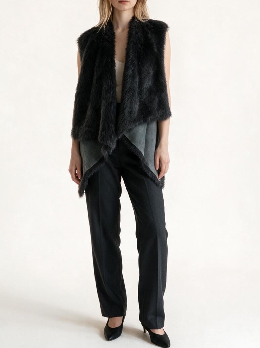 DROMe Fur Lambskin Suede Vest Sz L